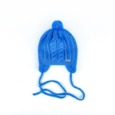 Детская шапка теплая на флисе ярко-голубая