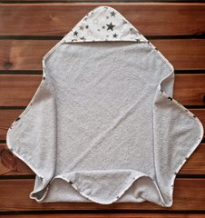 Полотенце с капюшоном для новорожденных серое Звездочки