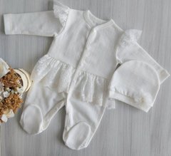Теплый нарядный комплект для новорожденных молочный