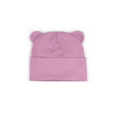 Дитяча шапка для дівчинки з вушками темно-рожева