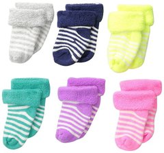 Шкарпетки для дівчинки махрові в смужку 6 пар в комплекті