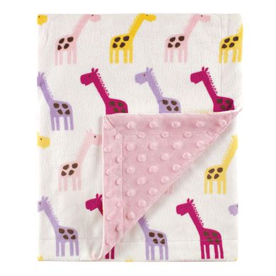 Плед для новорожденных двойной велюровый розовый Жирафик