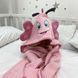 Полотенце для новорожденных с капюшоном розовое Бабочка 2 из 2