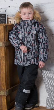 Детский зимний комплект Joiks (куртка и полукомбинезон) для мальчика черный с рисунком