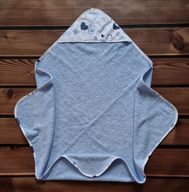 Рушник з капюшоном для немовлят блакитний Серденька