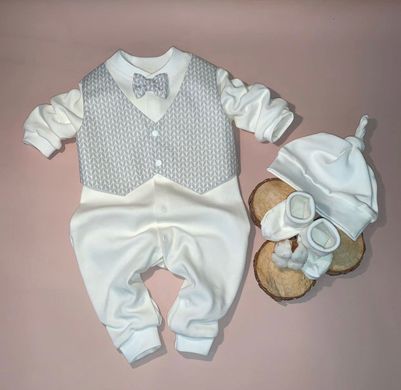 Комплект нарядный для новорожденных жилет серый