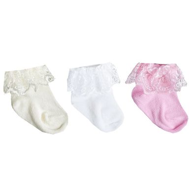 Детские носки для девочки хлопок с кружевом 3 пары в комплекте