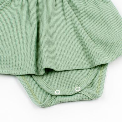 Платье-боди вафелька зеленая с орнаментом