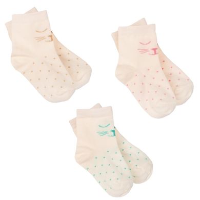 Дитячі шкарпетки для дівчинки бавовна молочні з малюнком 3 пари в комплекті