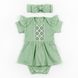 Платье-боди вафелька зеленая с орнаментом 1 из 4