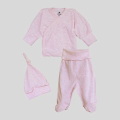 Комплект для новонароджених ажур рожевий з льолею
