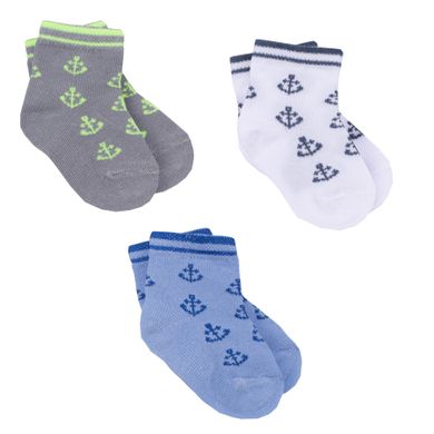 Детские носки для мальчика хлопок Якорь 3 пары в комплекте