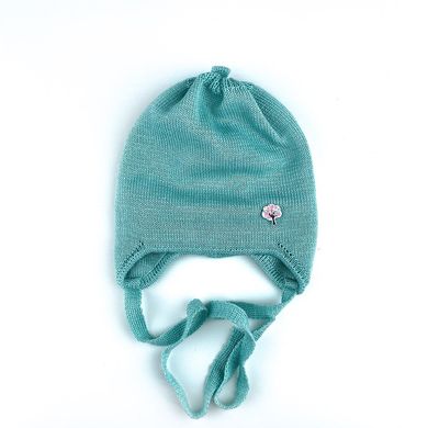 Детская шапка для новорожденных двойная цвет мята