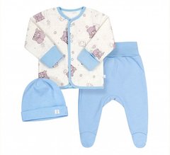 Теплий комплект на байці для новонароджених блакитний Ведмедики