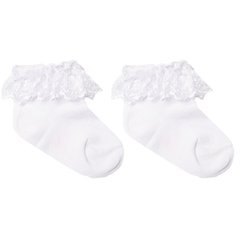 Носки для девочки хлопок белые с кружевом 2 пары в комплекте