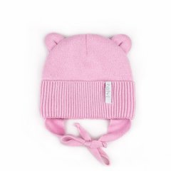 Детская шапка для малышей двойная цвет розовый