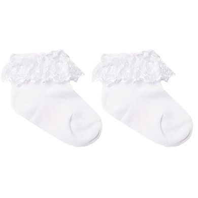 Дитячі шкарпетки для дівчинки бавовна бiлi с мереживом 2 пари в комплекті