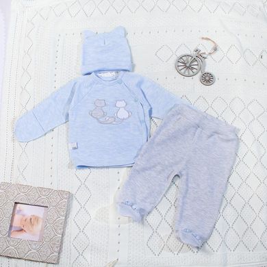 Комплект для новорожденных голубой Котики