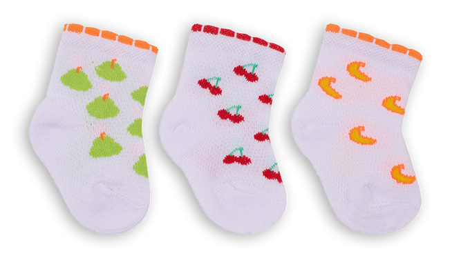 Дитячі шкарпетки для дівчинки бавовна 3 пари Фрукти