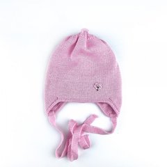 Детская шапка для малышей двойная цвет светло-розовый